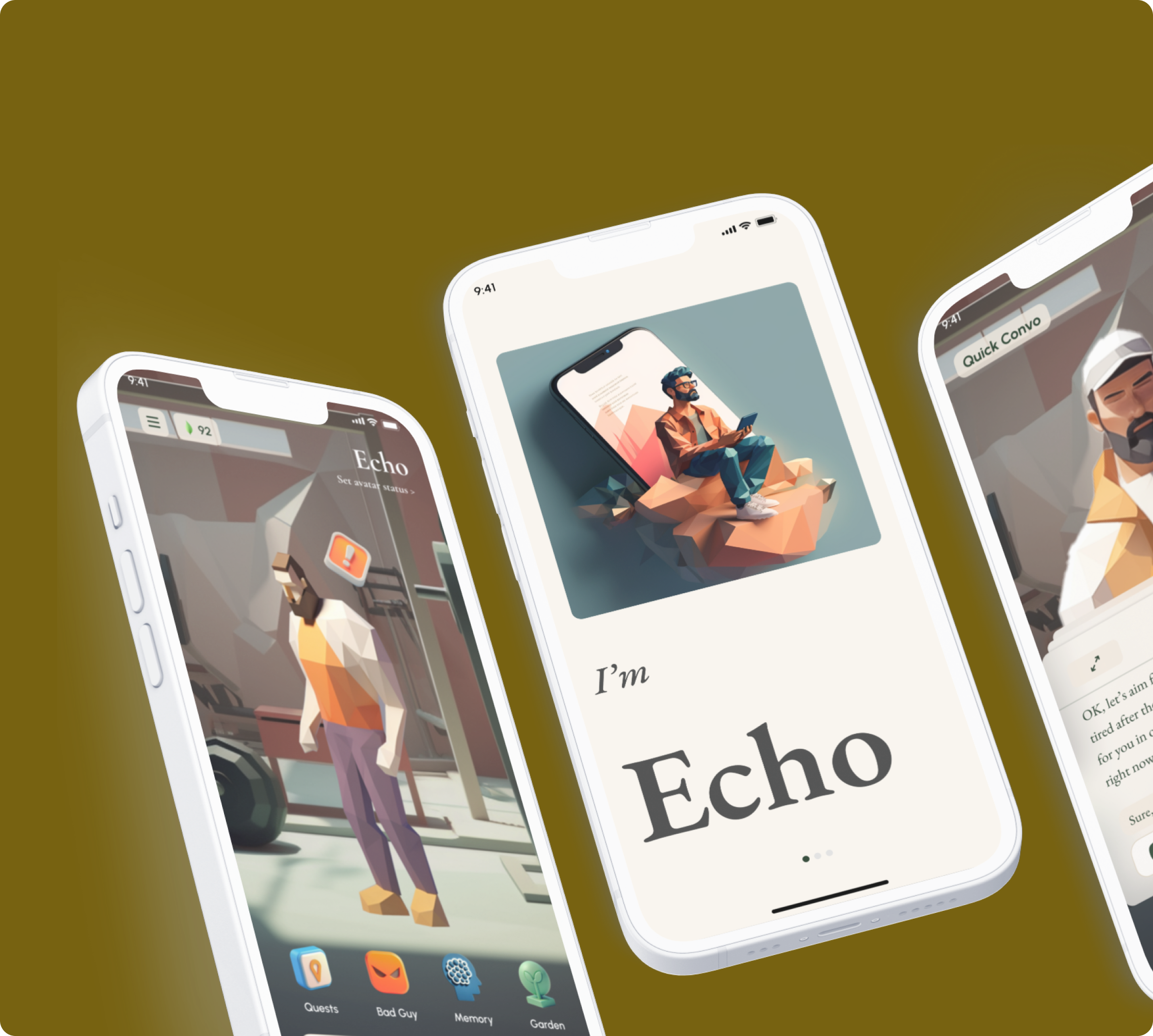 Two phones showing the Echo avatar