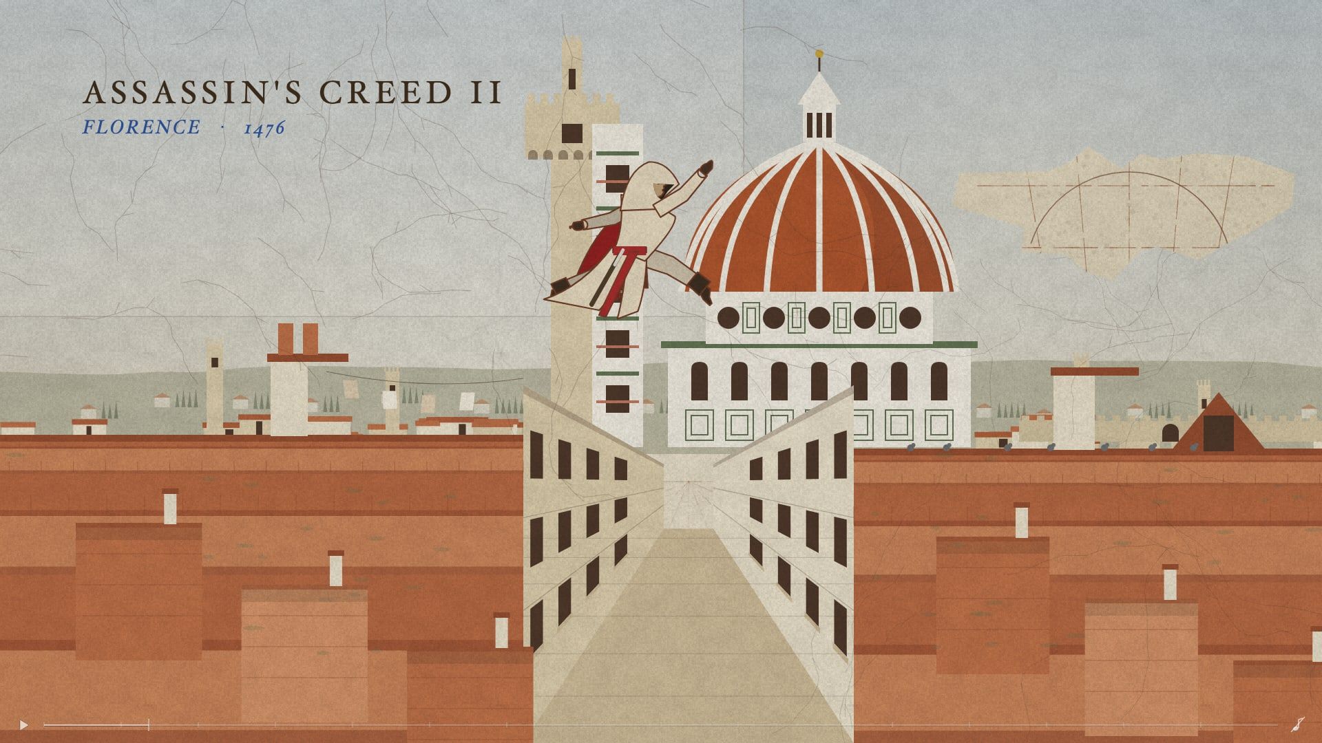 Florence, 1476: the scene drawn as fresco, with the hooded figure in it