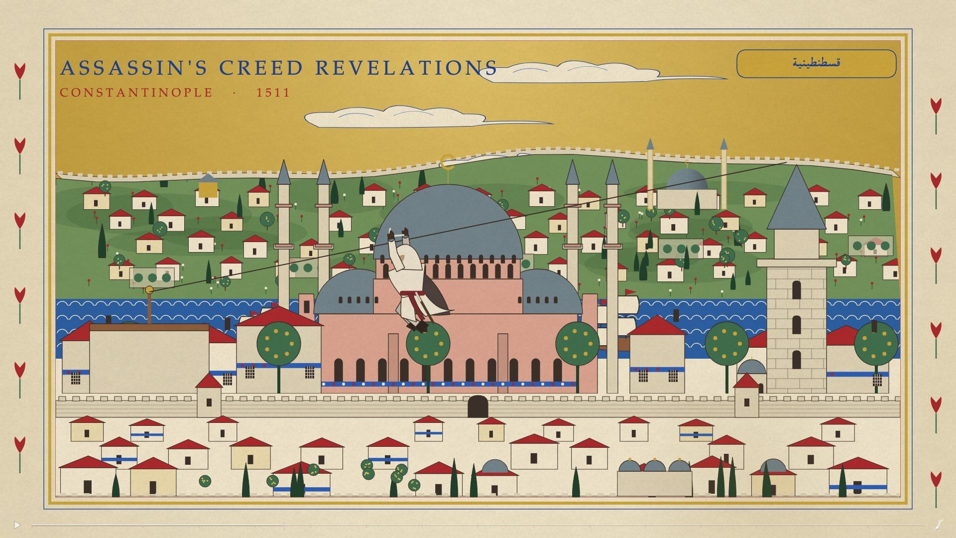 Constantinople, 1511: the scene drawn as Ottoman miniature, with the hooded figure in it